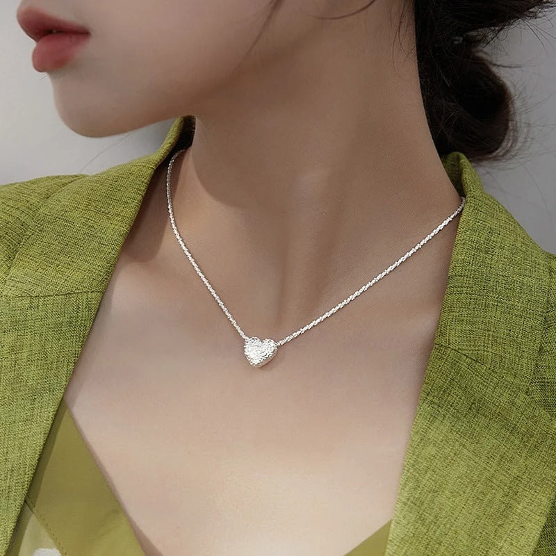925 Sterling Zilveren Ketting met Gegraveerd Hart